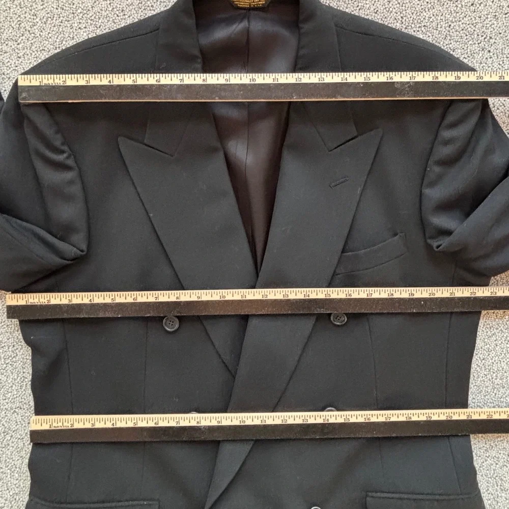 Lord & Taylor Black Double Breasted Blazer 44L Formal Goth VTG Union Jacket
